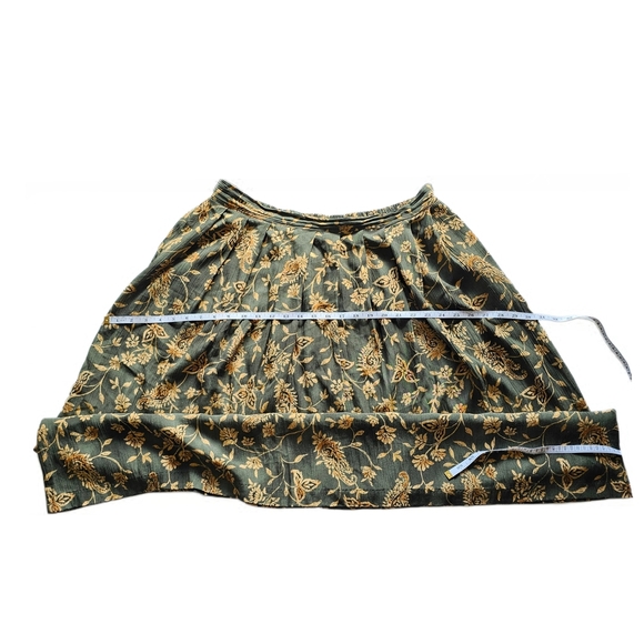 Dress Barn Olive and Mustard Floral A-Line Maxi Skirt With Pockets - Picture 11 of 13